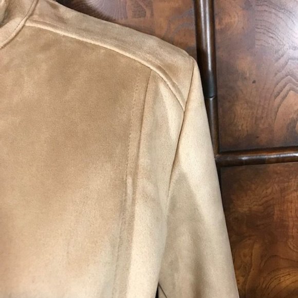 Curations Honey Beige Faux Suede Studded Zip Sleeve Jacket - Picture 10 of 16